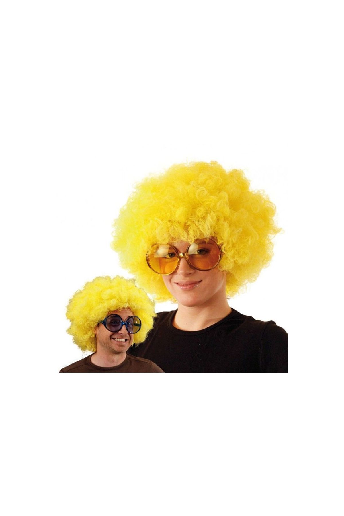 Sarı Renk Kıvırcık Afro Bonus Peruk