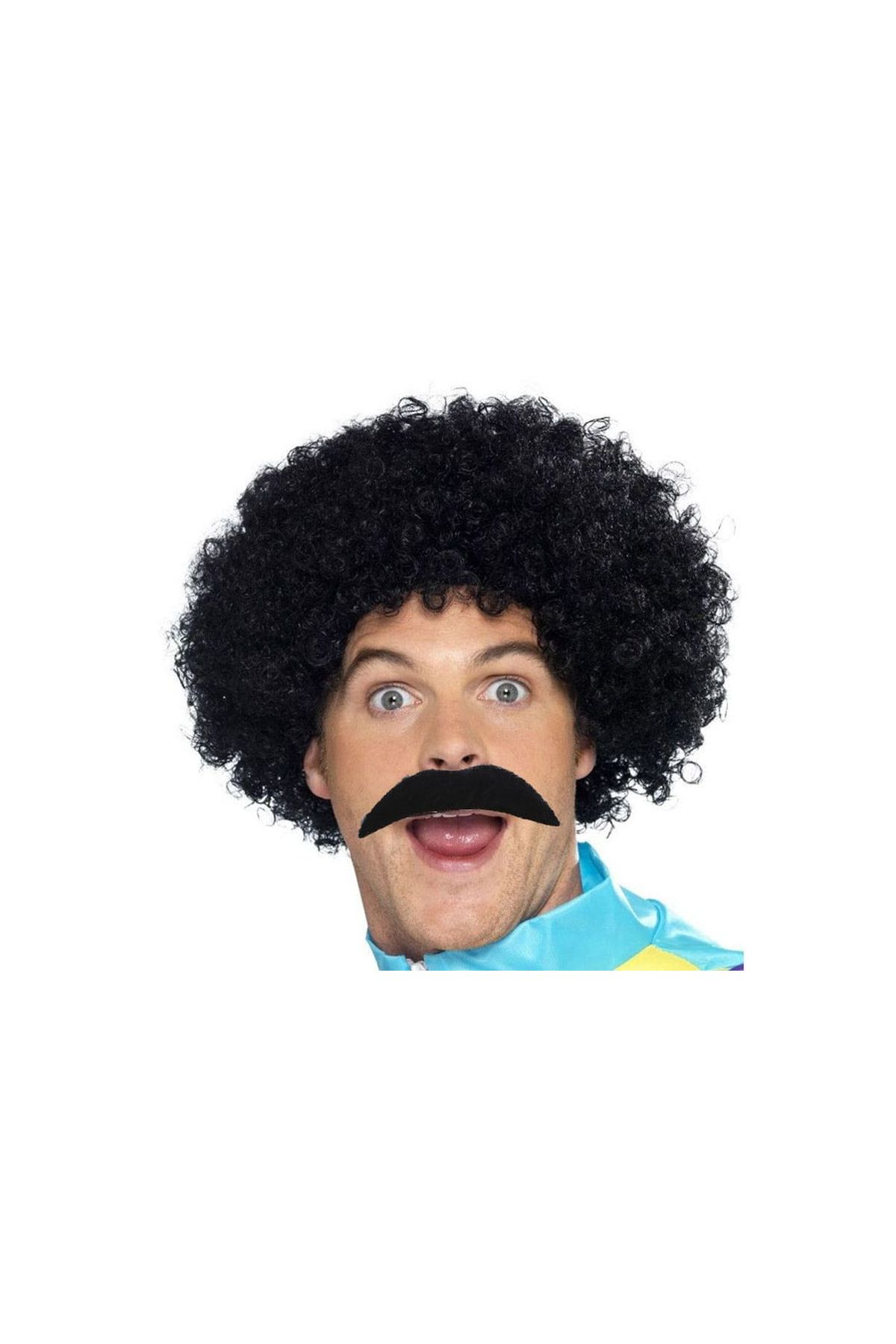 Siyah Scouser Erkek Kısa Peruk 120 Gr ve Bıyık Seti