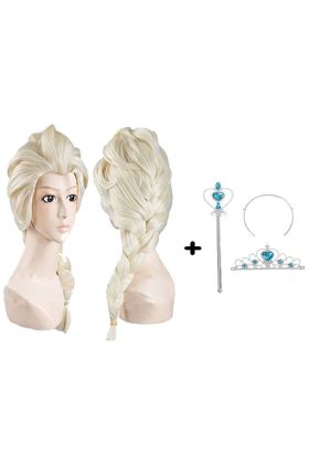 Örgülü Karlar Ülkesi Frozen Elsa Peruğu Tacı ve Sopası Çocuk Boy