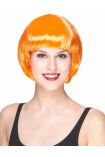 Neon Turuncu Renk Açık Turuncu Küt Parti Peruğu Kısa Takma Saç