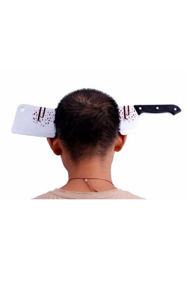 Cadılar Bayramı Kafaya Geçen Kasap Bıçağı Kafa Bandı Şaka Tacı