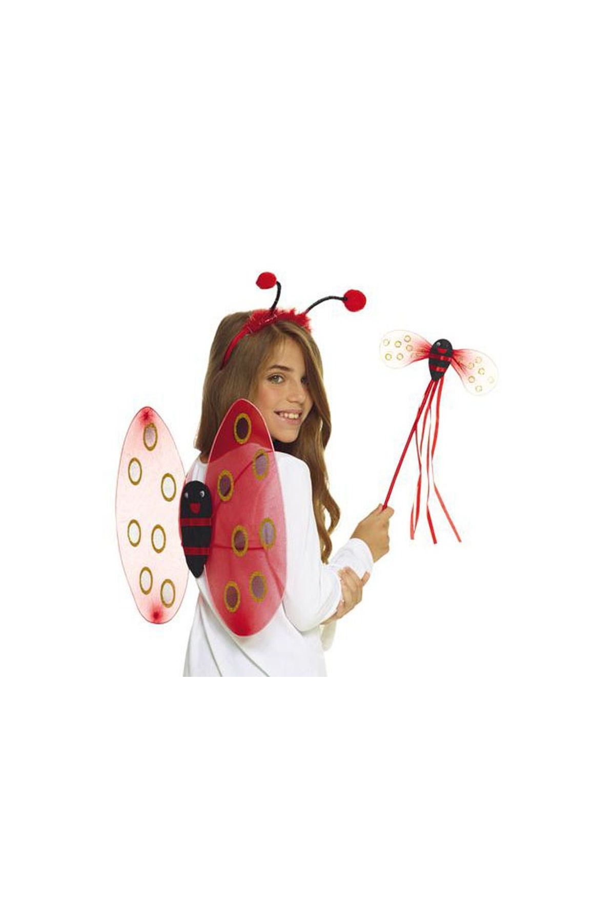 Uğur Böceği Kanat Seti Kanadı Tacı ve Asası Çocuk Boy