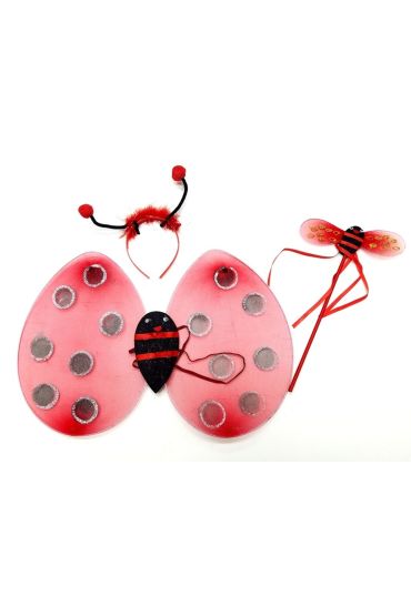 Uğur Böceği Kanat Seti Kanadı Tacı ve Asası Çocuk Boy