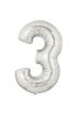 Şekilli Supershape Silver Rakam Folyo Balon 3 Numara
