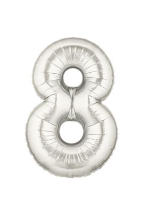Şekilli Supershape Silver Rakam Folyo Balon 8 Numara