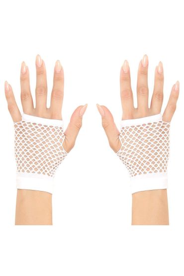 Beyaz Renk Kısa Boy Fileli Örgü Eldiven