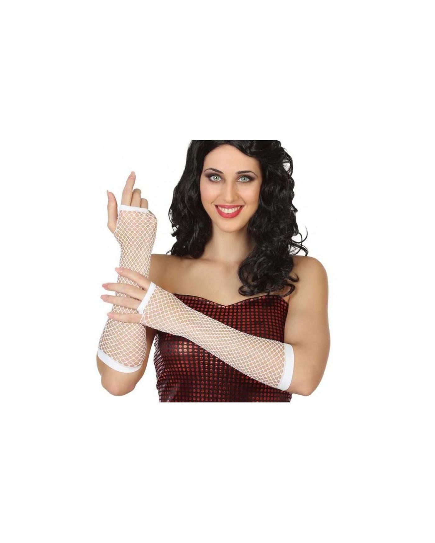 Uzun File Örgü Eldiven Beyaz Renk