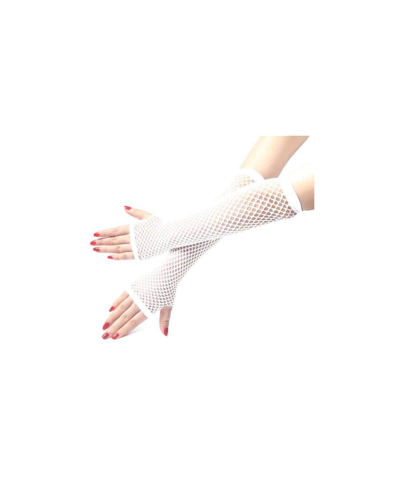 Uzun File Örgü Eldiven Beyaz Renk