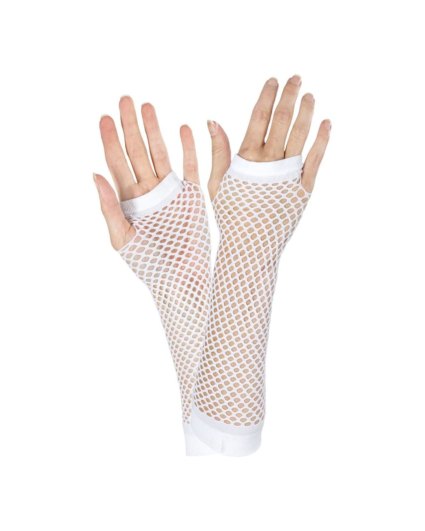 Uzun File Örgü Eldiven Beyaz Renk