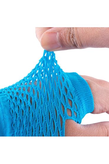 Mavi Renk Kısa Boy Fileli Örgü Eldiven
