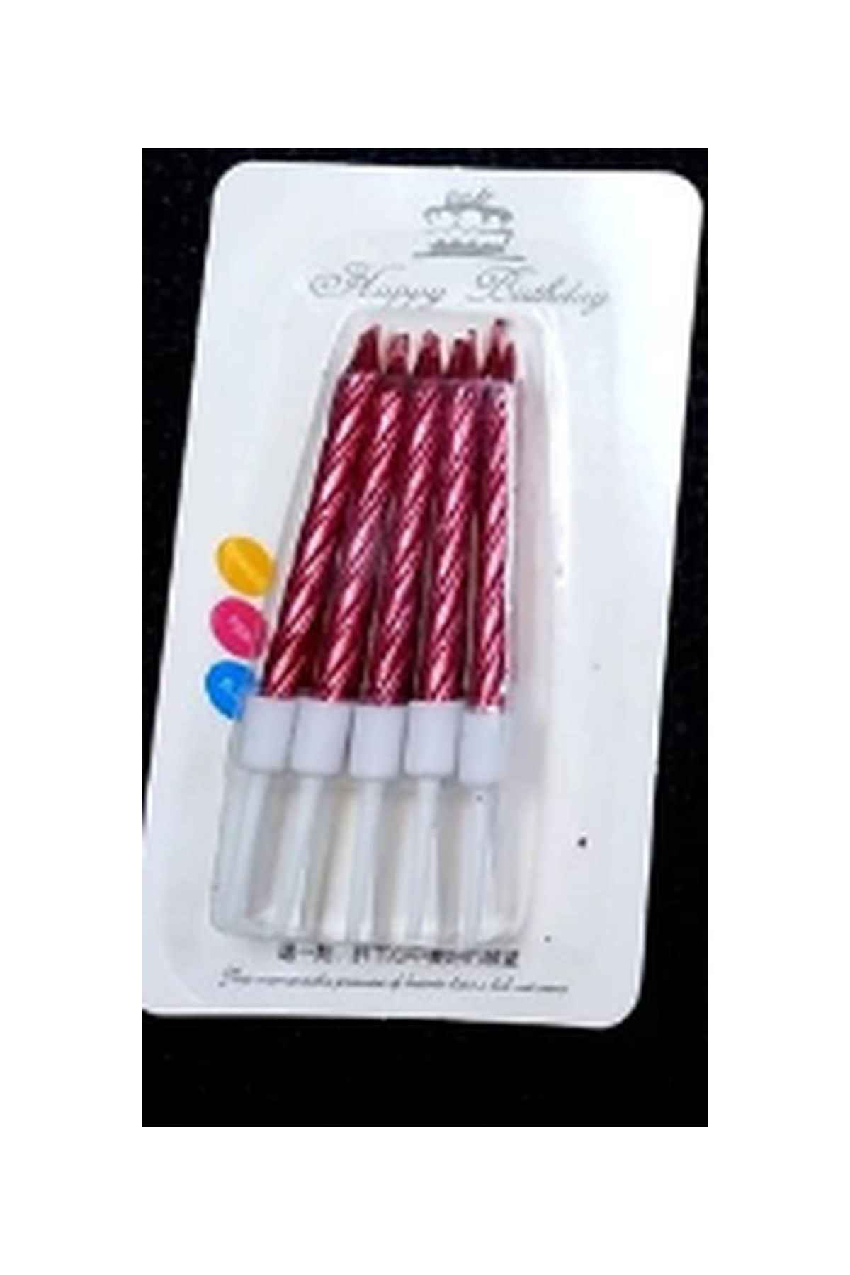 Fuşya Renk Pasta Mumu 10 Adet