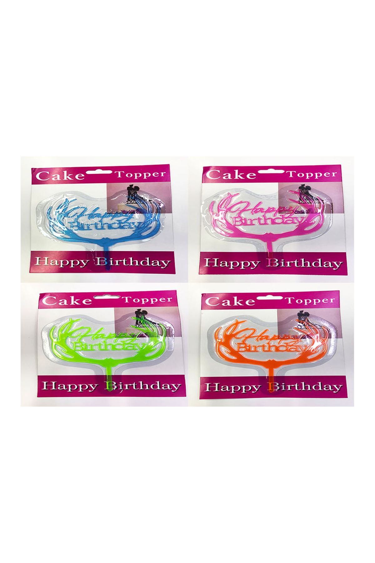 Happy Birthday Dallı Cake Topper 4 Adet