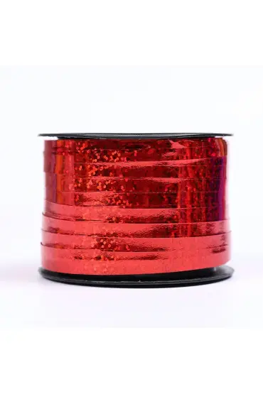 Kırmızı Renk Ekstra Metalik Metalize Rafya İp 90 Metre