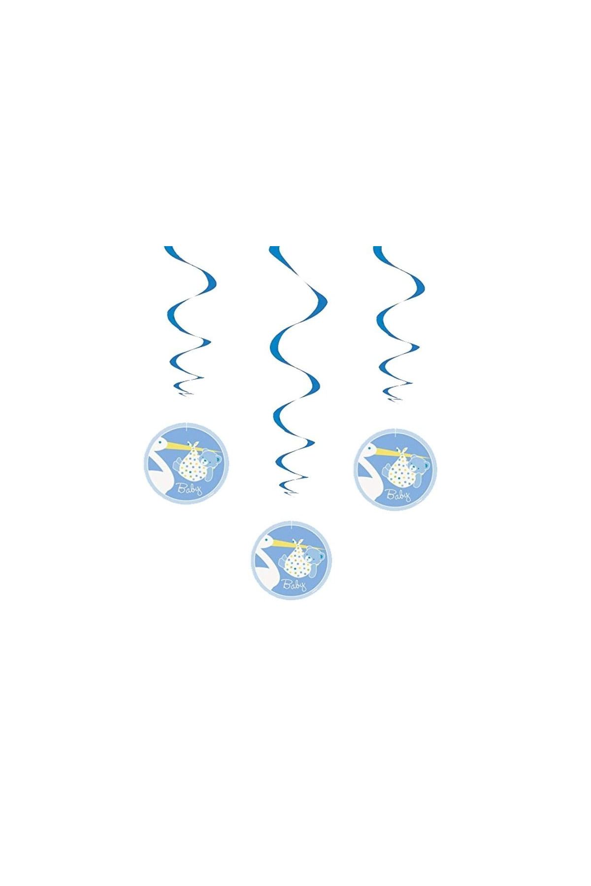 Erkek Bebek Leylek Asılı Süsleme Baby Boy Stork Asmalı İp Süs 3lü