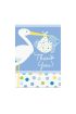Mavi Renk Baby Stork Baby Shower Teşekkür Zarfı ve Not Seti 8 Adet