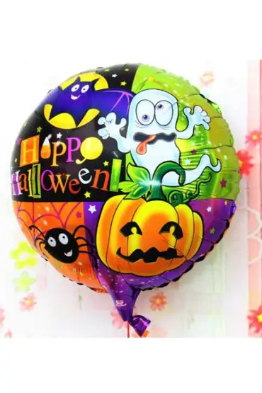 Halloween Örümcekli Kabaklı Folyo Balon 18 inç