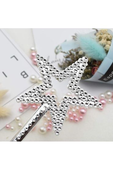 Yıldız Model Peri Asası Melek Asası Prenses Asası Metalize Gümüş Renk