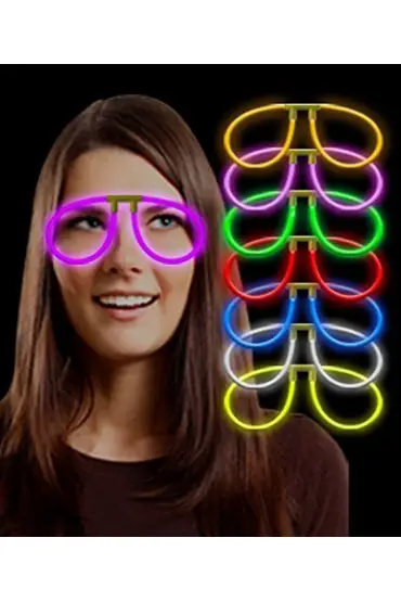 Karanlıkta Parlayan Fosforlu Glow Gözlük Fosforlu Renkli Gözlük 6 Adet