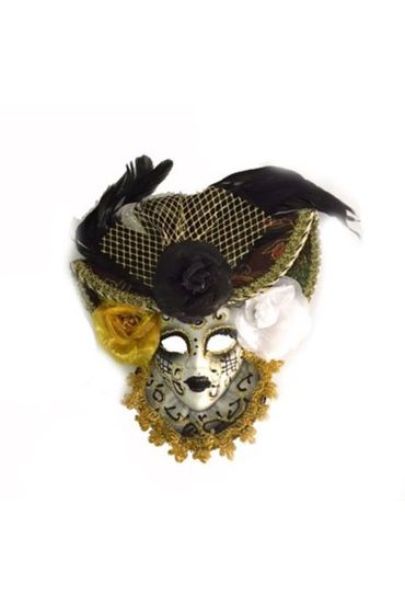 Güllü Dekoratif Seramik Maske Siyah Renk
