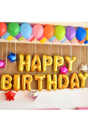 Altın Renk Happy Birthday Folyo Doğum Günü Balonu 35 cm