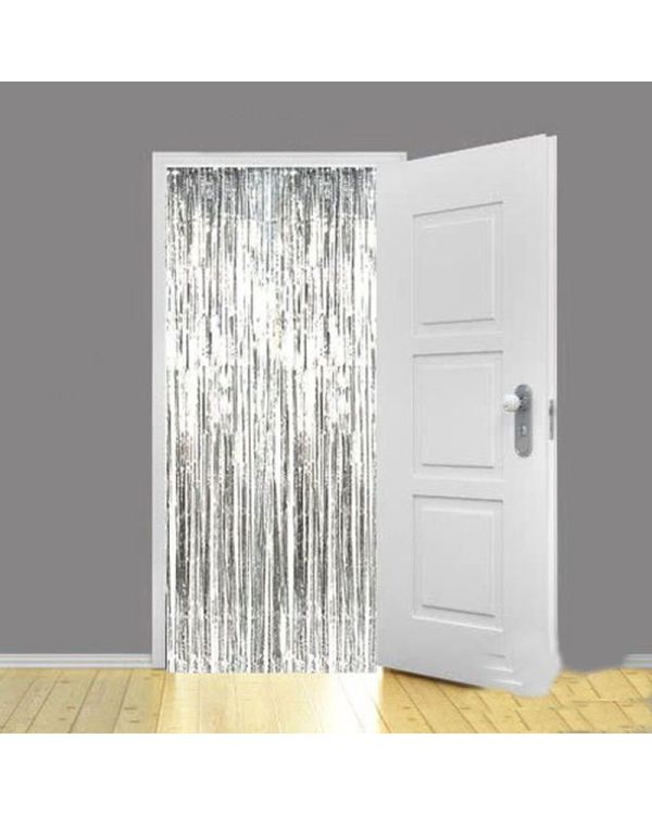 Işıltılı Duvar ve Kapı Perdesi Gümüş 90x200 cm