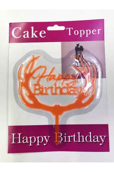 Happy Birthday Yazılı Turuncu Dallı Pasta Kek Çubuğu