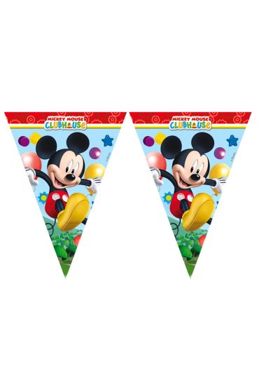 Mickey Mouse Temalı Üçgen Bayrak Flama Süsleme 3.2 Metre