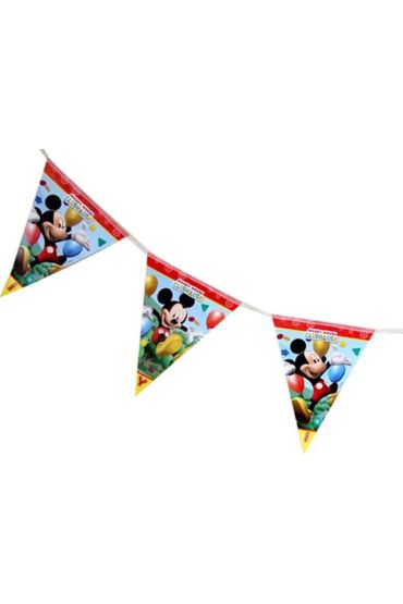 Mickey Mouse Temalı Üçgen Bayrak Flama Süsleme 3.2 Metre