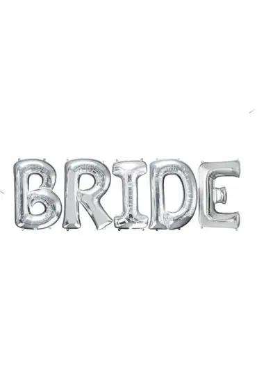 Bride Yazılı Bekarlığa Veda Partisi Folyo Balonu Gümüş Renk 100 cm