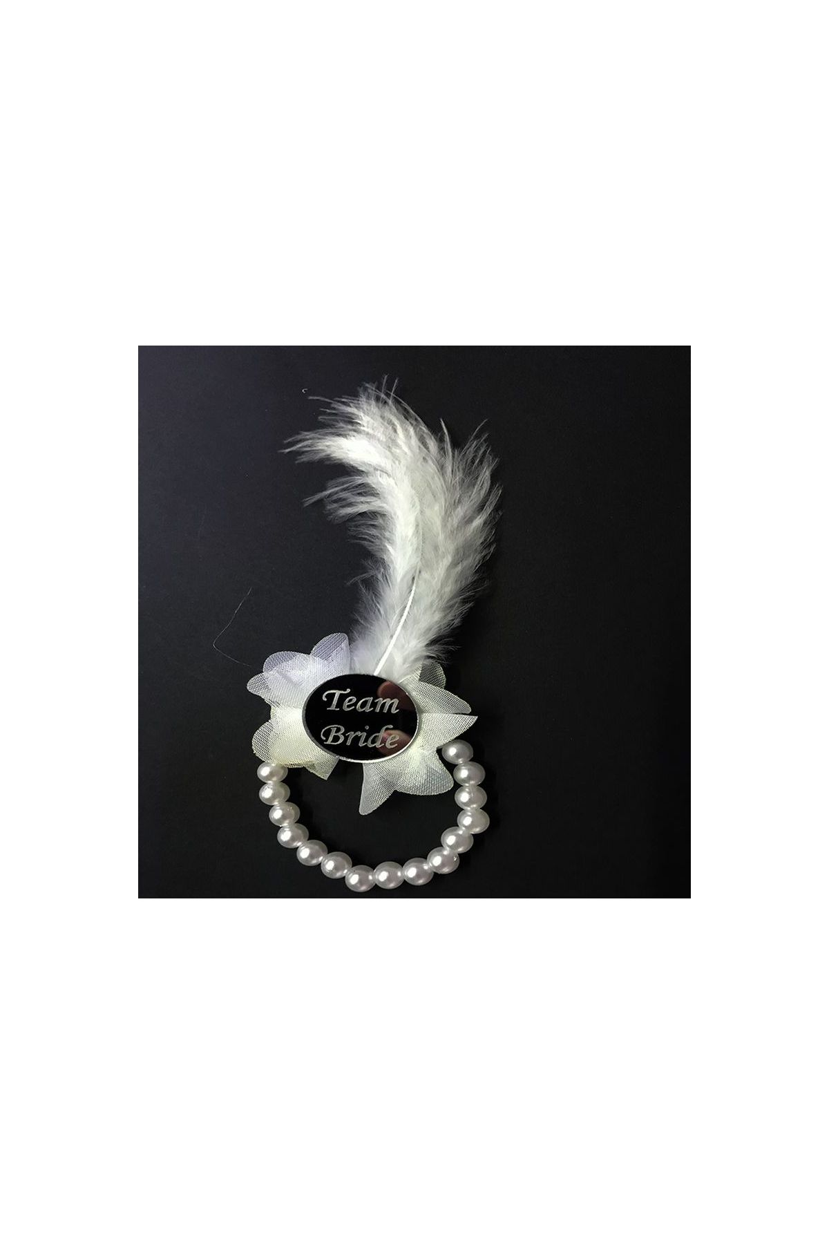 İncili Nedime Bilekliği Gümüş Renk Pleksili Beyaz Otrişli 7 Adet