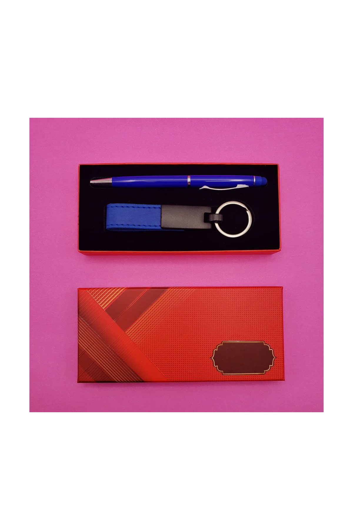 Mavi Anahtarlık Ve Kalem Seti