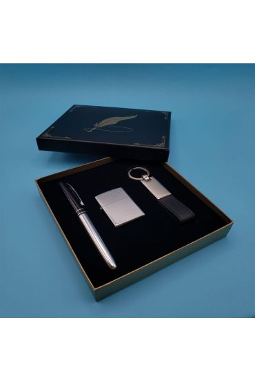 Silver Kalem çakmak Ve Deri Anahtarlık