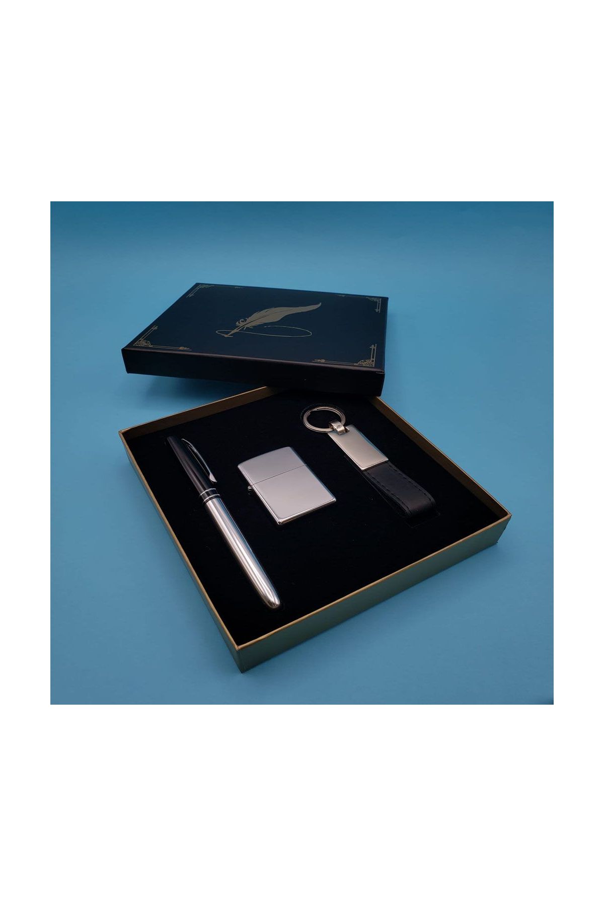 Silver Kalem çakmak Ve Deri Anahtarlık