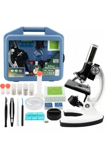 Nikula-mikroskop Taşınabilir Set 28 Parça Eğitim Mikroskop Kiti 300x 600x Ve 1200x çocuklara