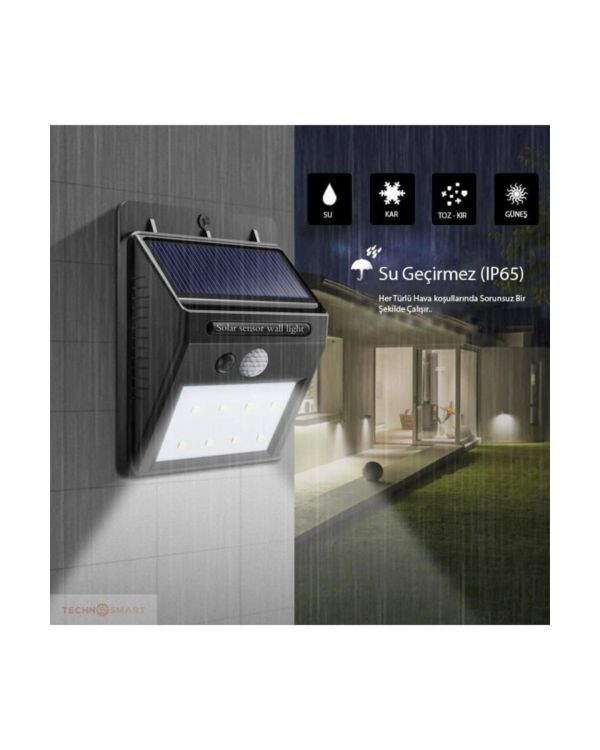 Hareket Sensörlü Güneş Enerjili Led Aydınlatma Dış Mekan Bahçe 20 Led Li