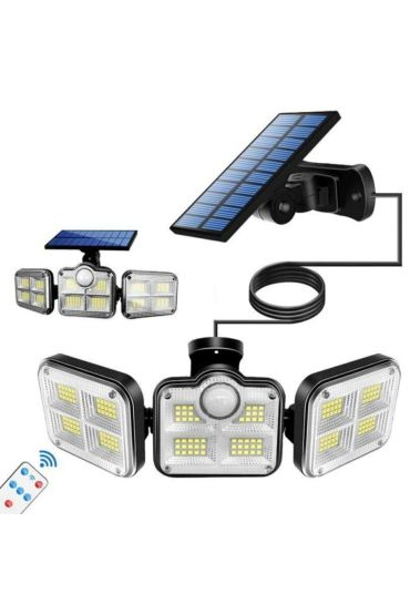 Kumandalı Solar Güneş Enerjili 122 Ledli Hareket Sensörlü Bahçe Aydınlatma Sokak Lambası