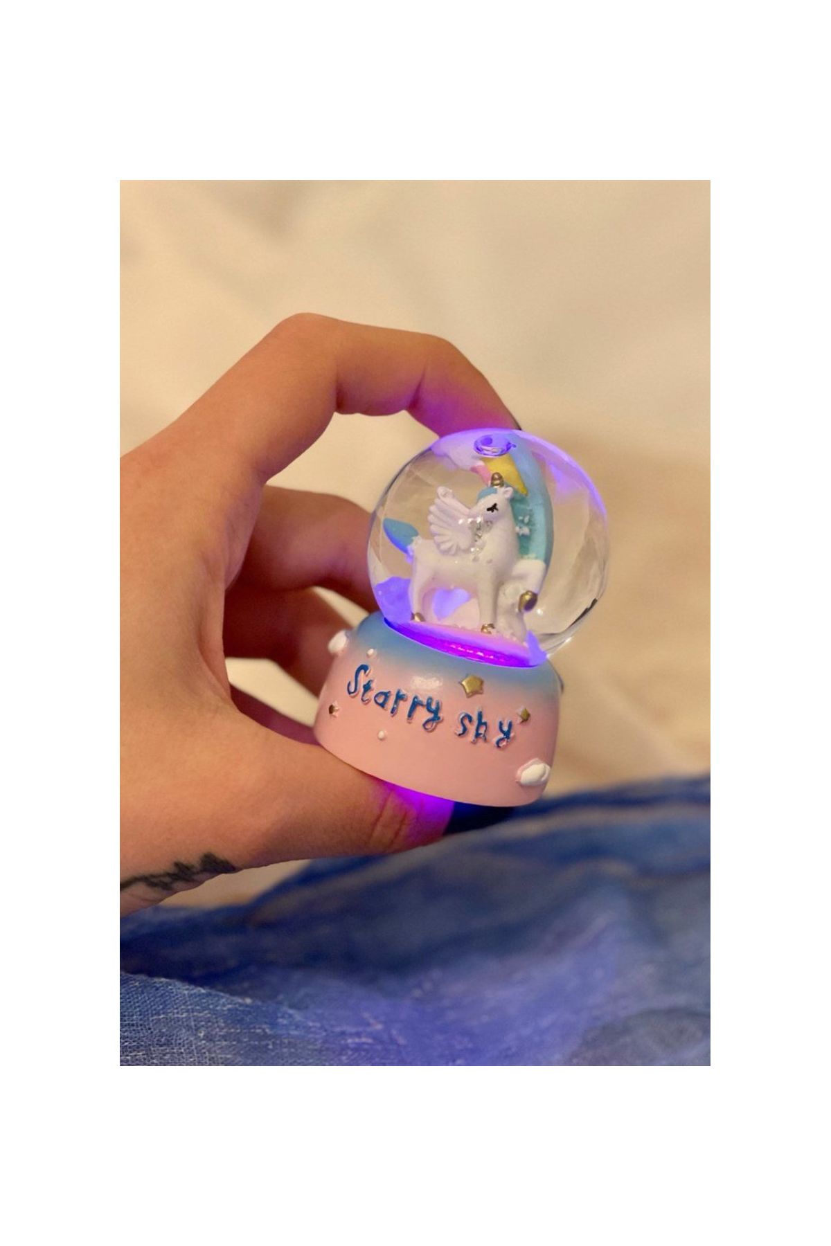Unicorn Starry Sky Işıklı Mini Kar Küresi