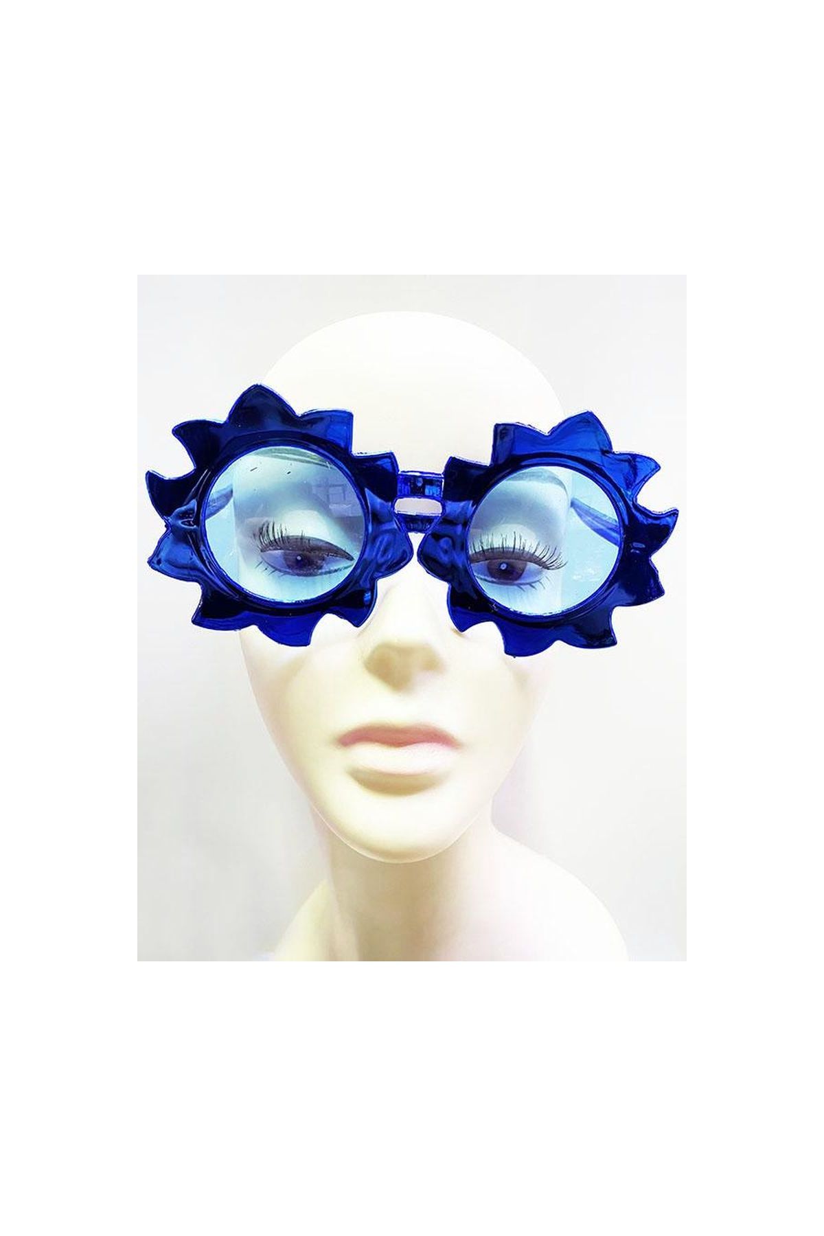 Güneş Model Metalize Parlak Parti Gözlüğü Mavi Renk 14x7 cm