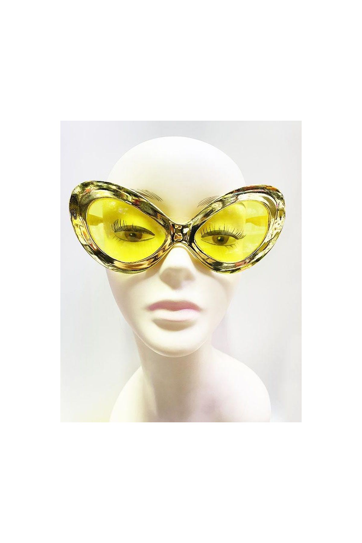 Metalize Yeşilçam 80 li 90 lı Yıllar Parti Gözlüğü Altın Renk 15x7 cm