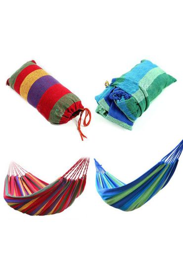 Kanvas Çantalı Hamak Çubuklu Kırmızı Çizgiler 190 x 80 CM