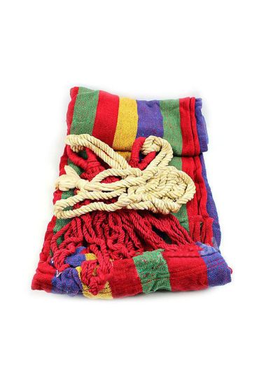 Kanvas Çantalı Hamak Çubuklu Kırmızı Çizgiler 190 x 80 CM