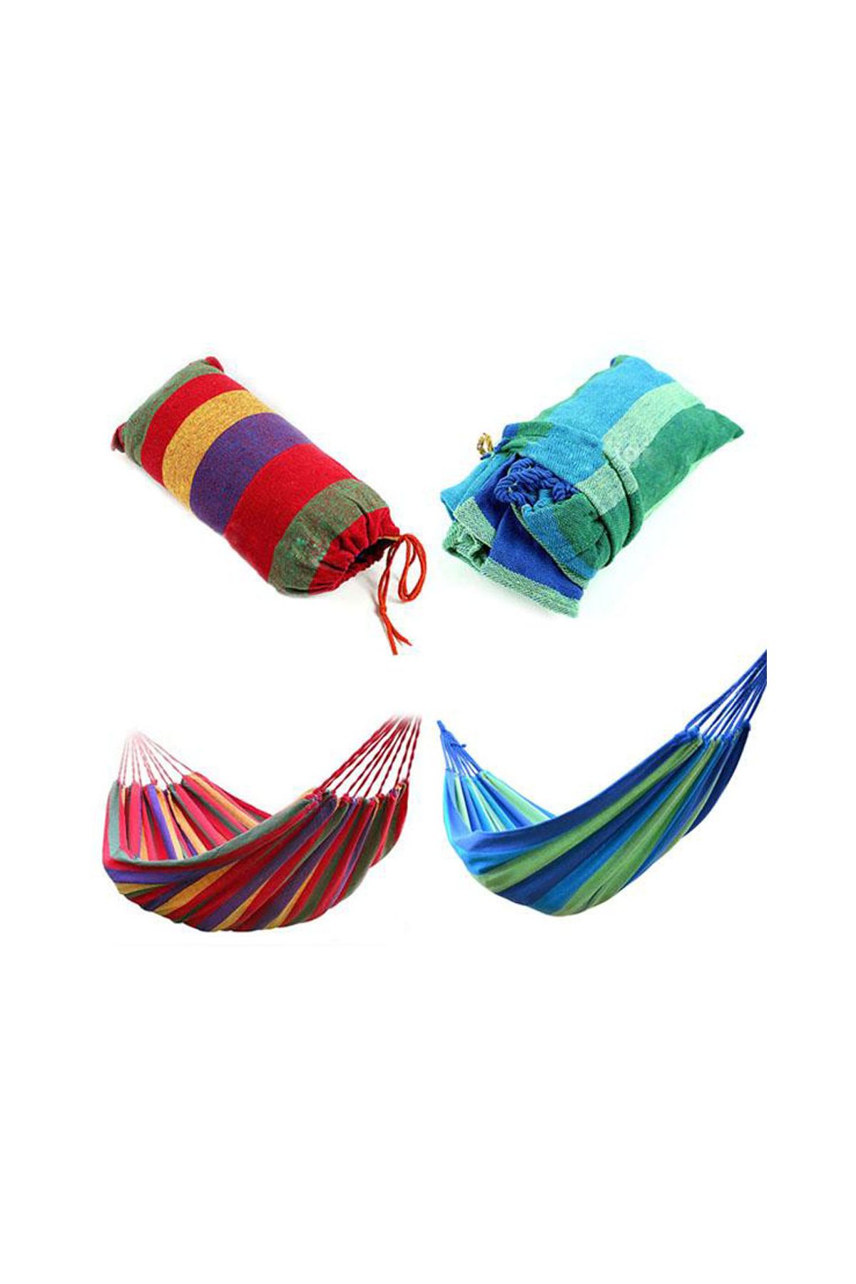 Kanvas Çantalı Hamak Çubuklu Mavi Çizgiler 190 x 80 CM