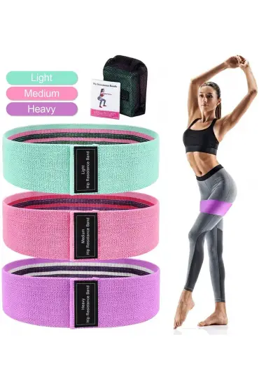 Loop Band Direnç Bandı Spor Egzersiz Aerobik Pilates Squat Lastiği Fitness Yoga 3 Lü Set