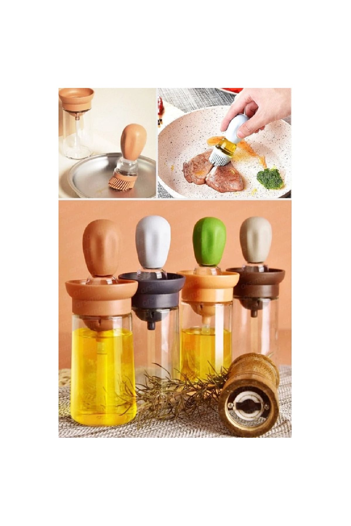 Silikon Hazneli Sos Yumurta & Fırçalı Yağdanlık
