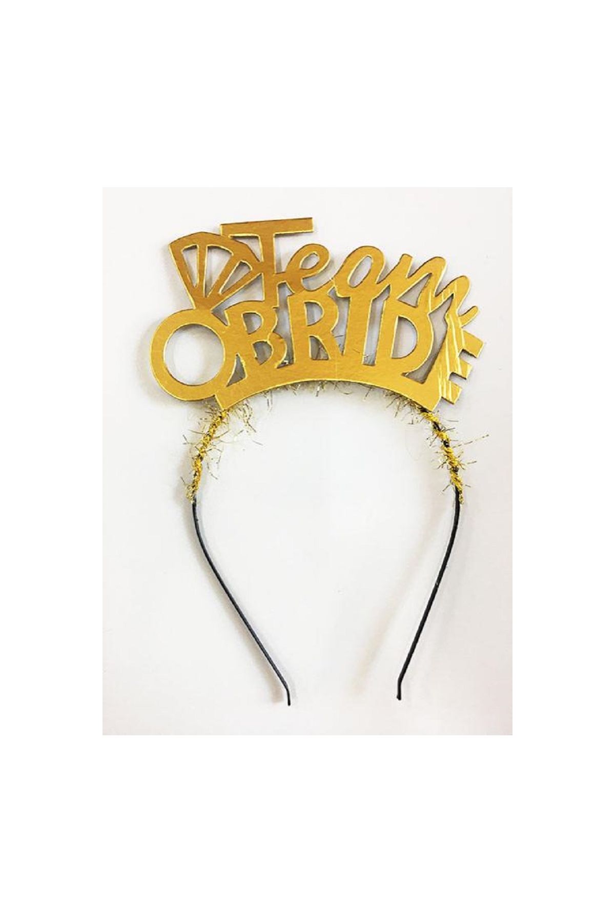 Team Bride Yazılı Alyanslı Altın Renk Parti Tacı