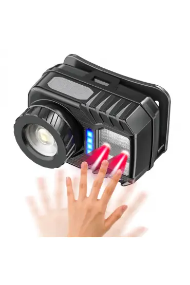 PeakStar PS-571 Sensör XPG COB LED USB Şarj Edilebilir Lityum Pilli Zoomlu Kafa Lambası