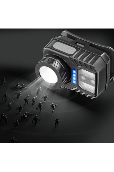 PeakStar PS-571 Sensör XPG COB LED USB Şarj Edilebilir Lityum Pilli Zoomlu Kafa Lambası