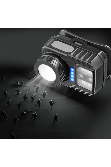 PeakStar PS-571 Sensör XPG COB LED USB Şarj Edilebilir Lityum Pilli Zoomlu Kafa Lambası