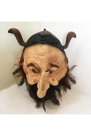 Boynuzlu Sakallı Lateks Viking Maskesi Et Maske