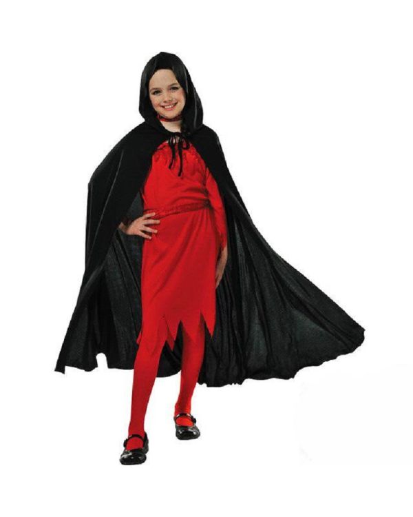 Kapşonlu Siyah Pelerin - Şapkalı Pelerin 90 cm